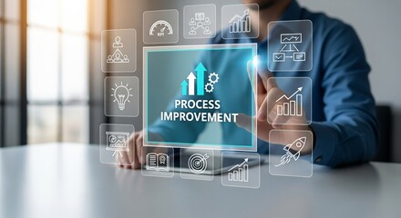 Business Process Improvement Concept with Digital Optimization Icons