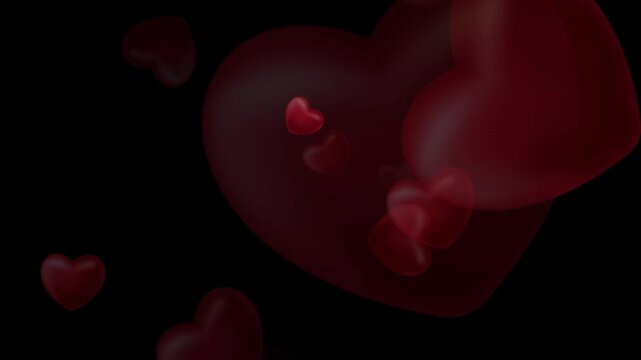 4K Falling red heart emoji animation overlay on white background for Valentine&rsquo;s Day	