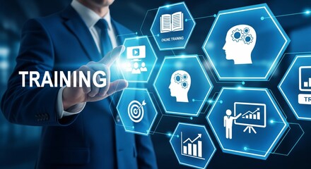 Corporate Training Concept with Digital Learning Icons