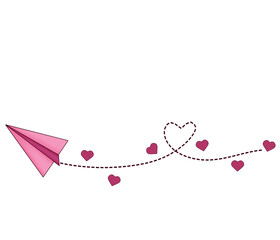 purple arrow with hearts on a white background