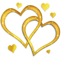 golden heart with golden ribbon