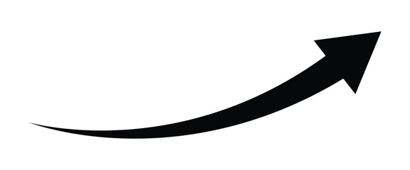 Long curve arrow pointing upward side. Black long curve arrow isolated on white background. © Snap Smith