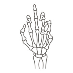 Fototapeta premium Human Skeleton Hand Vector Illustration - Spooky Halloween Bone Gesture for Rock Music, Anatomy, and Horror Design.