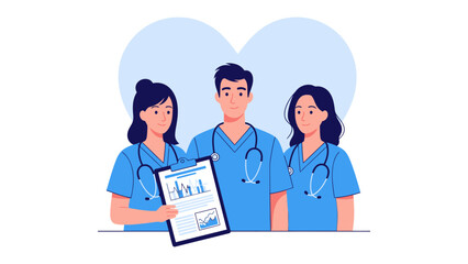 Obraz premium Healthcare Heroes: A compassionate team of medical professionals, united in their dedication, exemplifies care and compassion. They hold medical charts that represent life and well-being.