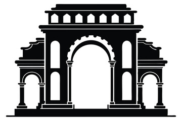 Fototapeta premium ancient archway line art silhouette vector illustration