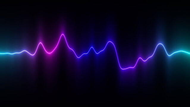 heart beat graph neon lights , abstract glowing wavy line , healyh and technology social media background