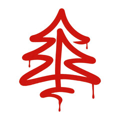 PNG Red graffiti tree design.