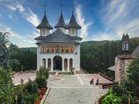 Sihastria Monastery interior, a famous religious landmark in Romania