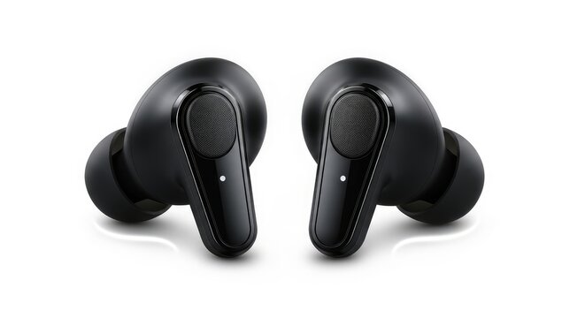 Sleek black wireless earbuds, a symbol of modern audio technology and personal listening.