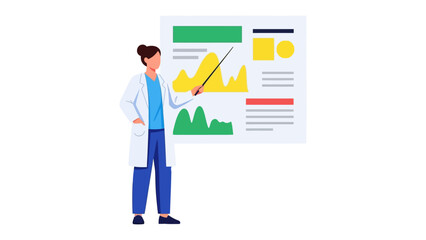 Medical Professional's Presentation: A healthcare professional, meticulously presenting intricate data and insights on a visual display. Showcasing expertise and analysis.