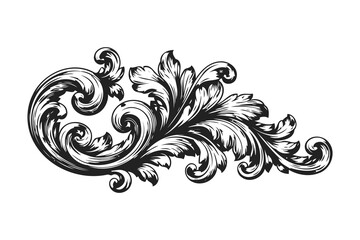 Fototapeta premium ornate black and white baroque scroll and leafy flourish design