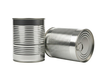 Two empty metal cans isolated on transparent background