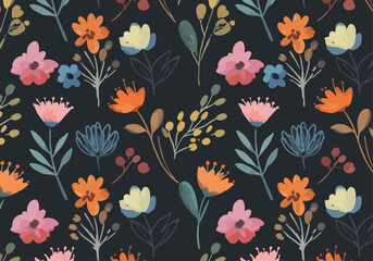 Obraz premium Bright garden blossom illustration repeating across a clean and friendly background