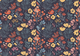 Obraz premium Fresh blooming garden pattern with colorful petals and delicate botanical shapes