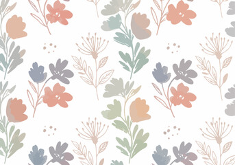 Bright botanical pattern with playful blossoms and fresh leafy accents