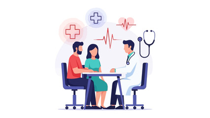 Healthcare Consultation: A medical professional engages in a consultation with a couple, offering insights and guidance for their health and well-being.