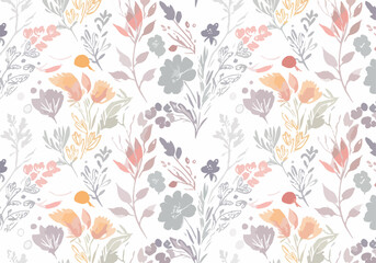 Charming pastel flower pattern perfect for cheerful fabrics, wallpapers, and creative design projects