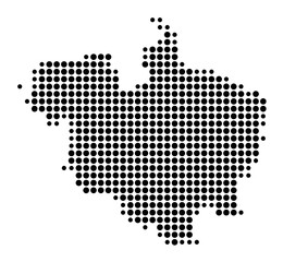 Symbol Map of the Landkreis Rostock (Mecklenburg-Vorpommern, Germany) showing the county with a pattern of just a few black dots