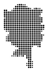 Fototapeta premium Symbol Map of the Landkreis Starnberg (Bayern, Germany) showing the county with a pattern of just a few black dots