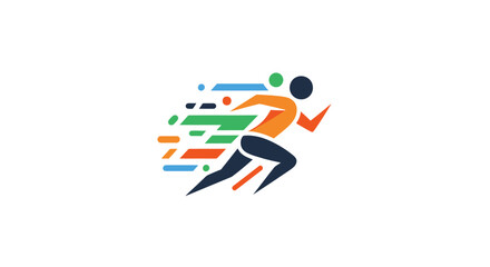 Dynamic Runner Illustration with Colorful Motion Lines.