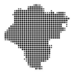 Symbol Map of the Kreis Steinburg (Schleswig-Holstein, Germany) showing the county with a pattern of just a few black dots