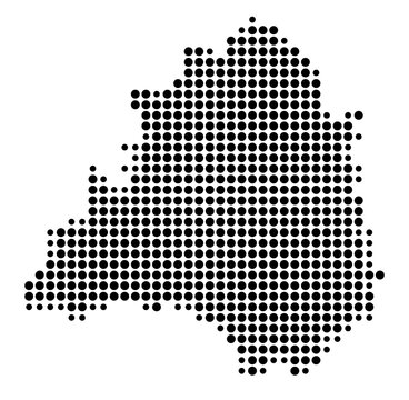 Symbol Map of the Landkreis Peine (Niedersachsen, Germany) showing the county with a pattern of just a few black dots