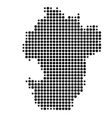 Symbol Map of the Kreis Dithmarschen (Schleswig-Holstein, Germany) showing the county with a pattern of just a few black dots