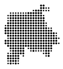 Symbol Map of the Kreisfreie Stadt Leipzig (Sachsen, Germany) showing the county with a pattern of just a few black dots