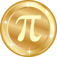 Golden Pi Symbol Coin Illustration