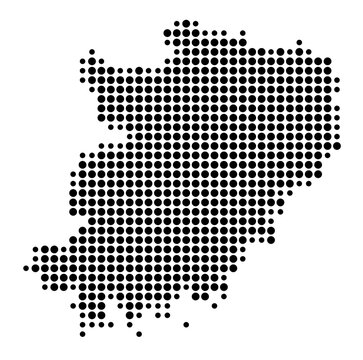 Symbol Map of the Landkreis Hohenlohekreis (Baden-Wuerttemberg, Germany) showing the county with a pattern of just a few black dots