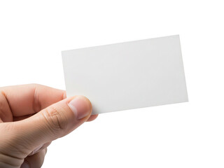 Obraz premium Hand holding blank card isolated on transparent background