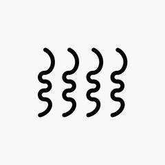 A graphic representation of three wavy lines indicating signal or sound waves isolated on white background, Vector, illustration