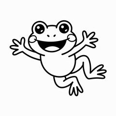 Obraz premium A cheerful cartoon frog with arms raised in a welcoming pose isolated on white background, Vector, illustration