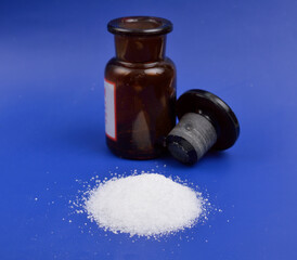 Barium hydroxide on the blue background