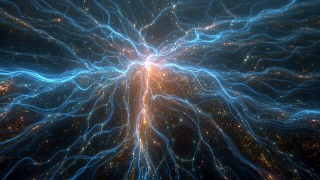 Electrical Discharge with Blue Lightning Branches.