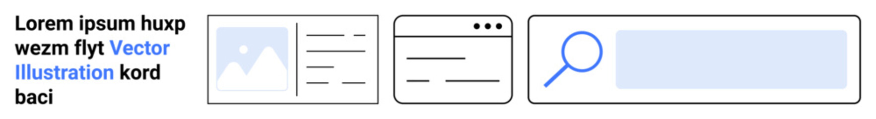 Website design, user interface, search optimization, online navigation, digital tools, web development. Webpage mockup search bar and interface elements. Website design and user interface concepts