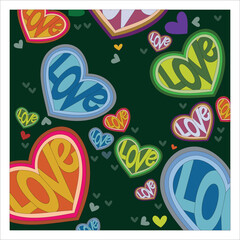 Small vintage and colored heart symbols