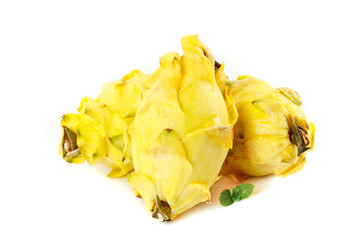 Fresh Yellow Dragon Fruit Bunch with Mint Leaf © LuongThi