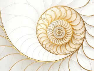 Obraz premium Golden spiral fractal design with elegant white and gold tones
