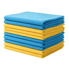 Stack of colorful microfiber cleaning cloths isolated on transparent background