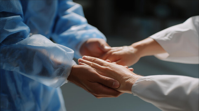 Hands disinfection techniques, particularly applying gel on hands, are demonstrated by healthcare professionals in a clinical environment, underscoring the importance of maintaining sterile