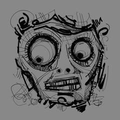 Abstract face. Abstract image for printing. Picture for modern interiors. The picture is painted by hand on a tablet. © neurostructure