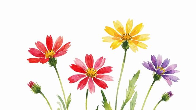 A vibrant array of colorful daisies in full bloom, each petal delicately painted to showcase nature's artistry.
