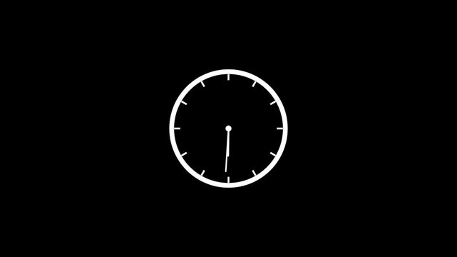 Icon symbolizes hours, minutes, and time tracking. Clock visual highlights punctuality and time management.White minimalist clock face. Motion graphics of timer concept