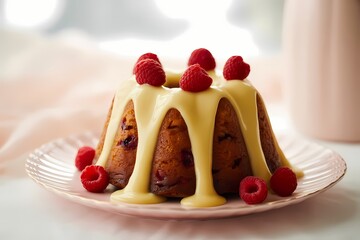 National Plum Pudding Day Illustration Featuring Traditional Holiday Dessert with Holly Garnish