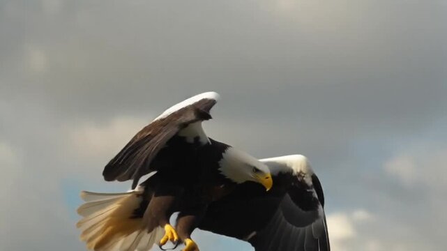 Majestic Eagle Flying With Wings Spread in Blue Sky