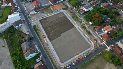 Football field seen from above. 20 December 2023, Sukoharjo, Sleman Regency, Special Region of Yogyakarta © ardhiputera