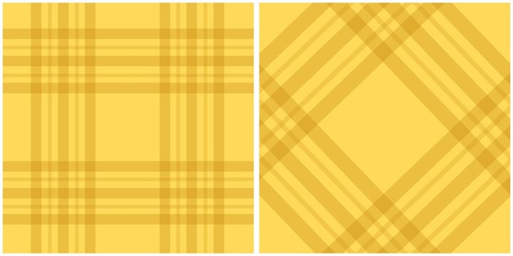 Yellow Plaid Pattern Set with Grid and Diagonal Variations