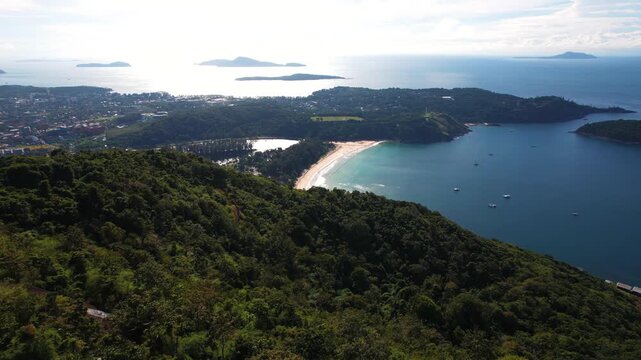 Aerial view of Nai Harn beach in Phuket, Thailand