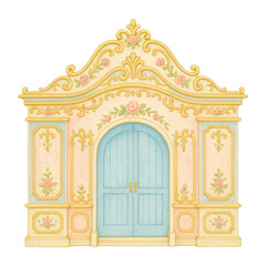 Fototapeta premium PNG Ornate pastel architectural illustration